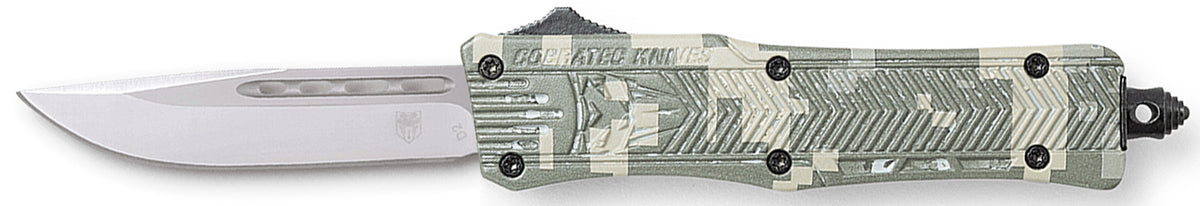CobraTec CTK-1 Small OTF Knife 2.75" Drop Point D2 Blade Digital Camo Aluminum Handle