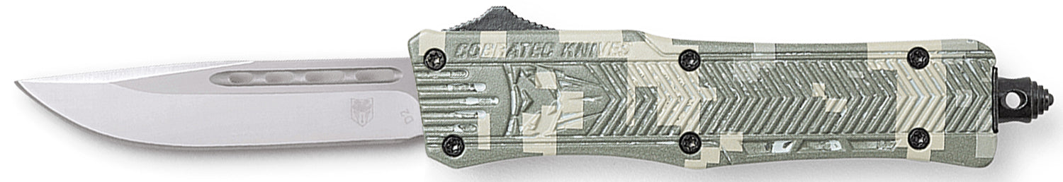 CobraTec CTK-1 Small OTF Knife 2.75" Drop Point D2 Blade Digital Camo Aluminum Handle