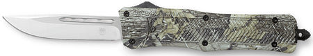 CobraTec CTK-1 Medium OTF Knife 3" Drop Point D2 Blade Woodland Camo Aluminum Handle