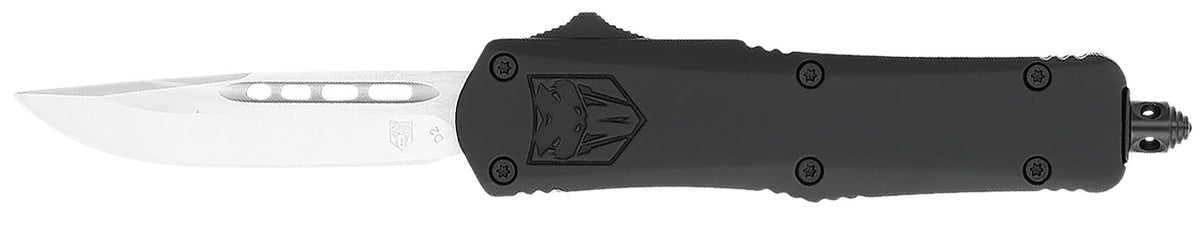 CobraTec FS-3 Small OTF Knife 2.75" Drop Point D2 Blade Black Aluminum Handle