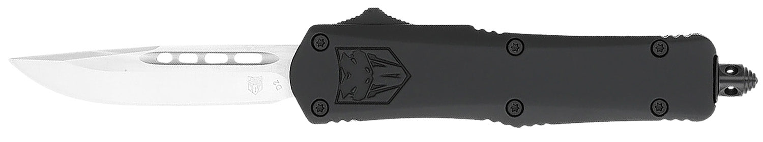 CobraTec FS-3 Small OTF Knife 2.75" Drop Point D2 Blade Black Aluminum Handle