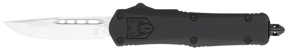 CobraTec FS-3 Small OTF Knife 2.75" Drop Point D2 Blade Black Aluminum Handle