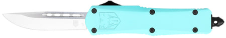CobraTec FS-3 Small OTF Knife 2.75" Drop Point D2 Blade Mint Blue Aluminum Handle