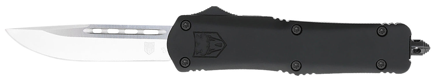CobraTec FS-3 Medium OTF Knife 3" Drop Point D2 Blade Black Aluminum Handle