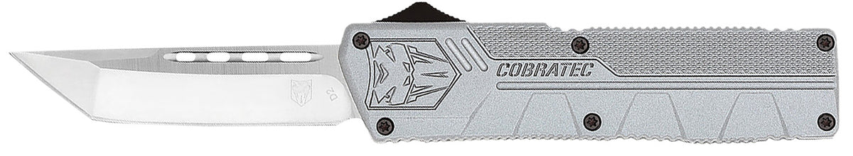 CobraTec Lightweight OTF Knife 3.25" Tanto D2 Blade Gray Aluminum Handle