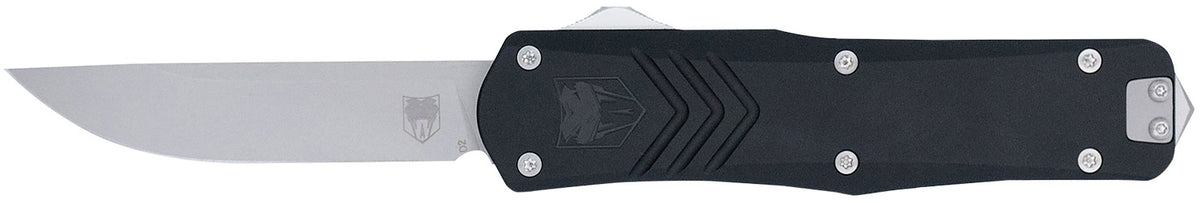 CobraTec FS-X Gen III Medium OTF Knife 3" Drop Point Stonewashed D2 Blade Black Aluminum Handle