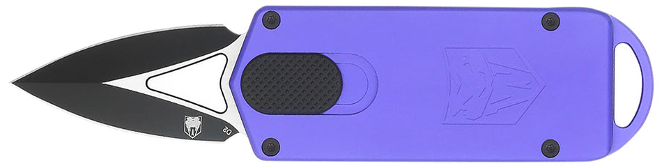 CobraTec ASP OTF Knife 1.94" Dagger Plain D2 Blade Purple Aluminum Handle