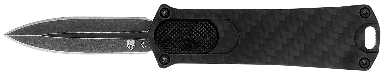 CobraTec 952 OTF Knife 1.75" Dagger Stonewashed D2 Blade Black Anodized Aluminum Handle