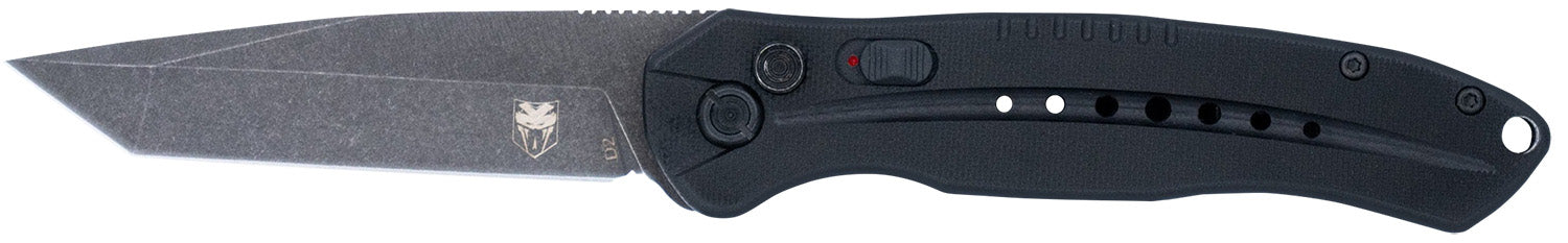 CobraTec BLKDIABLOTNS Diablo Automatic 3.50" Folding Black Stonewashed D2 Steel Blade Black G10 Handle