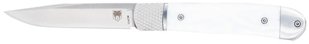 CobraTec CTTHRWTABA154CM Trapper Small 3.13" Folding Plain 154CM SS Blade White Abalone Scales Handle
