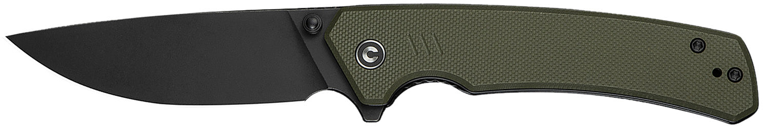 Civivi C24012-2 Merit 3.28" Folding Drop Point Black Stonewashed 14C28N Steel Blade OD Green Textured G10 Handle