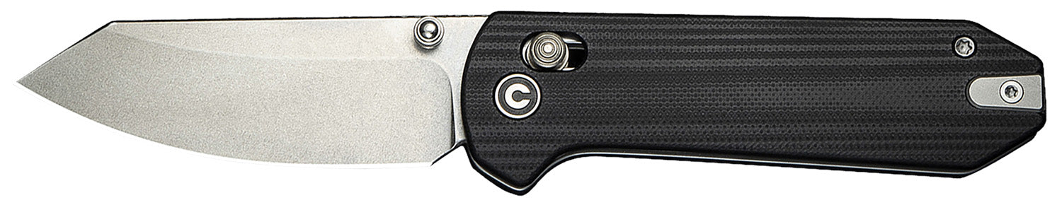 Civivi C23073-1 Yonder 2.88" Folding Spey Point Stonewashed 14C28N Steel Blade Black Textured G10 Handle