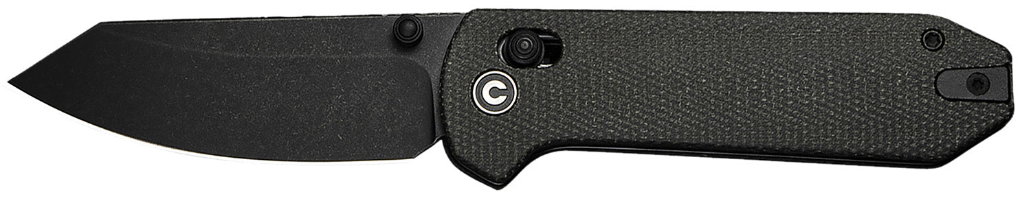 Civivi C23073B-1 Yonder 2.88" Folding Spey Point Black Stonewashed 14C28N Steel Blade Dark Green Canvas Micarta Handle