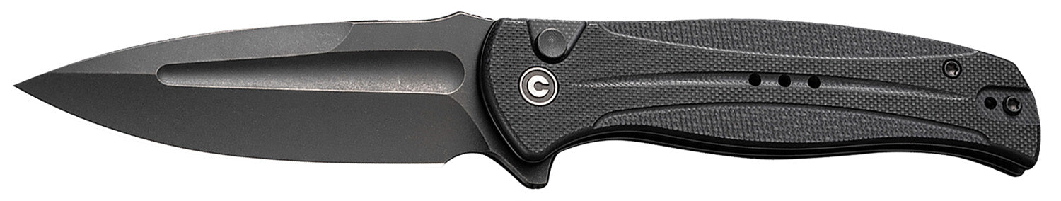 Civivi Incindie C23053-1 3.48" Folding Spear Point Knife, Black Stonewashed 14C28N Steel Blade, Black G10 Handle
