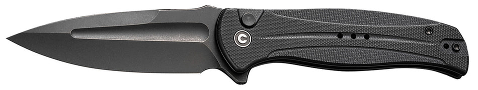 Civivi Incindie C23053-1 3.48" Folding Spear Point Knife, Black Stonewashed 14C28N Steel Blade, Black G10 Handle