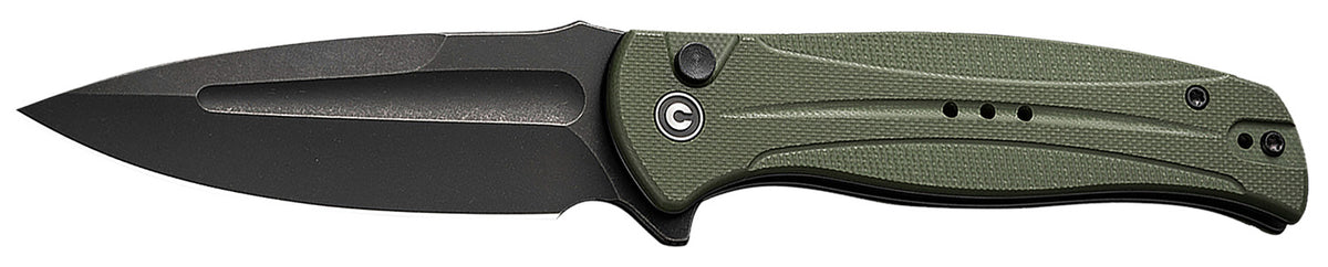 Civivi Incindie C23053-2 3.48" Folding Spear Point Knife, Black Stonewashed 14C28N Steel Blade, OD Green G10 Handle
