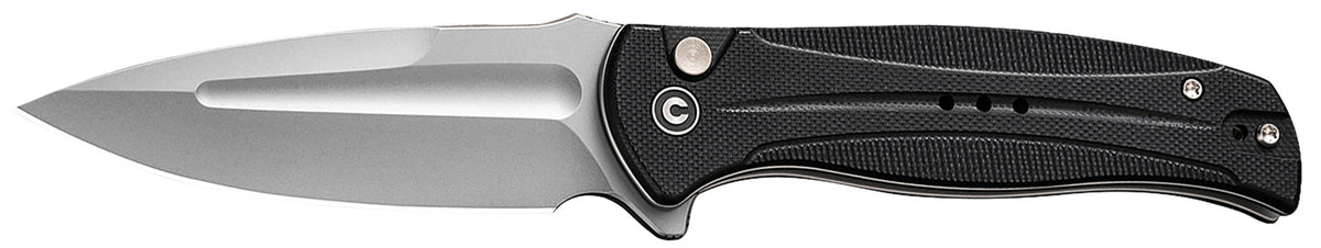Civivi Incindie C23053-3 3.48" Folding Spear Point Knife, Stonewashed 14C28N Steel Blade, Black Textured G10 Handle