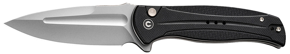 Civivi Incindie C23053-3 3.48" Folding Spear Point Knife, Stonewashed 14C28N Steel Blade, Black Textured G10 Handle