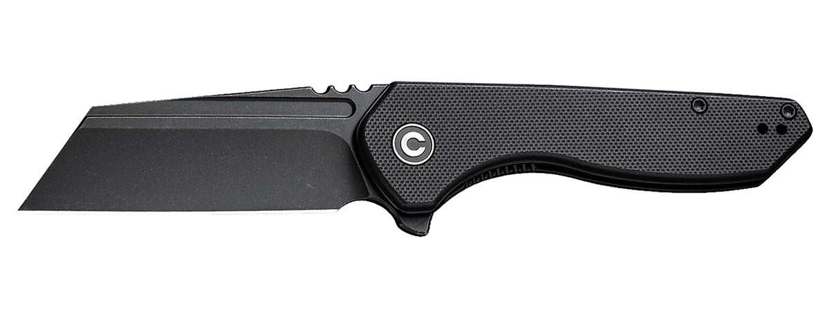 Civivi ExOne C23036-1 2.94" Folding Reverse Tanto Knife, Black Stonewashed Nitro-V Steel Blade, Black Textured G10 Handle