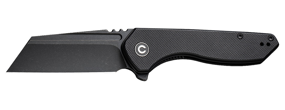 Civivi ExOne C23036-1 2.94" Folding Reverse Tanto Knife, Black Stonewashed Nitro-V Steel Blade, Black Textured G10 Handle
