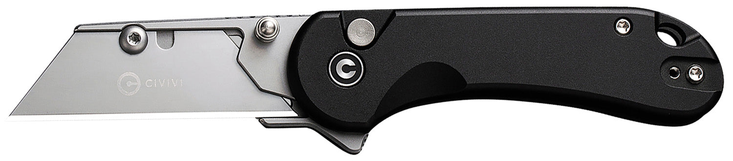 Civivi Elementum Utility C23039B-1 All Purpose Knife, 6Cr13 Stainless Steel Blade, Black Aluminum Handle, 3 Blades & Pouch