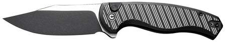 Civivi Stormhowl C23040B-1 3.30" Folding Clip Point Knife, Black Stonewashed Nitro-V Steel Blade, Milled Black Aluminum Handle