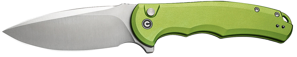 Civivi Praxis C18026E-3 3.75" Folding Drop Point Knife, Satin Nitro-V Steel Blade, Lime Green Aluminum Handle