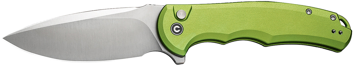 Civivi Praxis C18026E-3 3.75" Folding Drop Point Knife, Satin Nitro-V Steel Blade, Lime Green Aluminum Handle