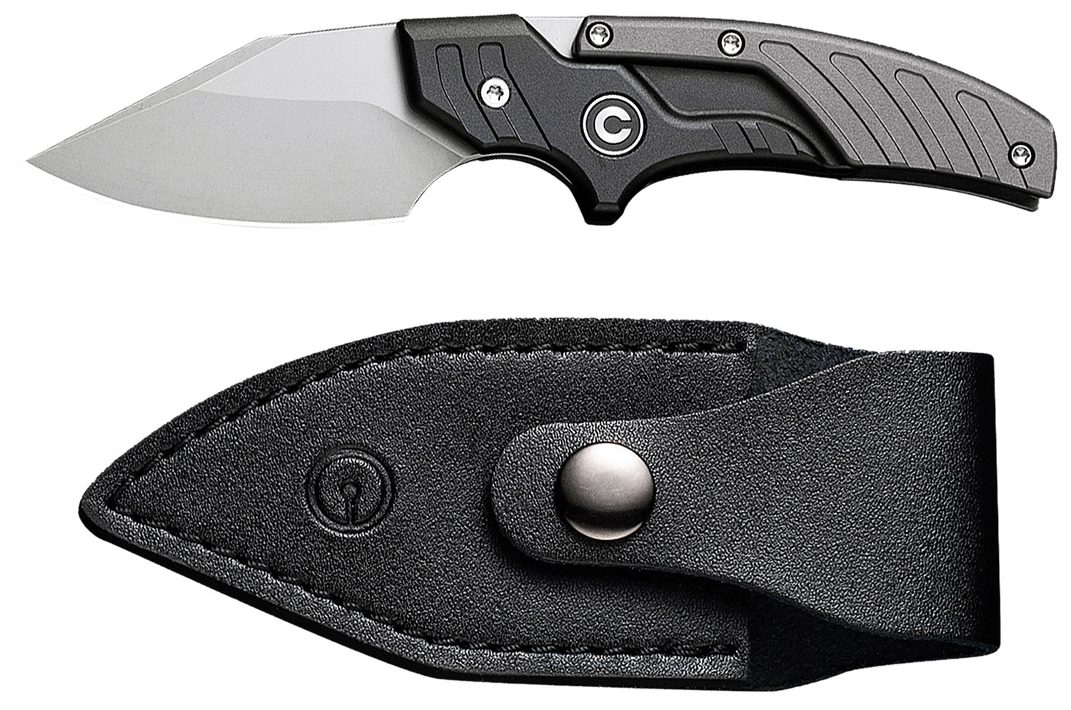 Civivi Typhoeus C21036-3 2.27" Adjustable Fixed Blade Knife, Stonewashed 14C28N Steel, Black/Gray Textured Aluminum Handle