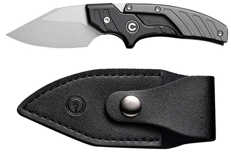 Civivi Typhoeus C21036-3 2.27" Adjustable Fixed Blade Knife, Stonewashed 14C28N Steel, Black/Gray Textured Aluminum Handle