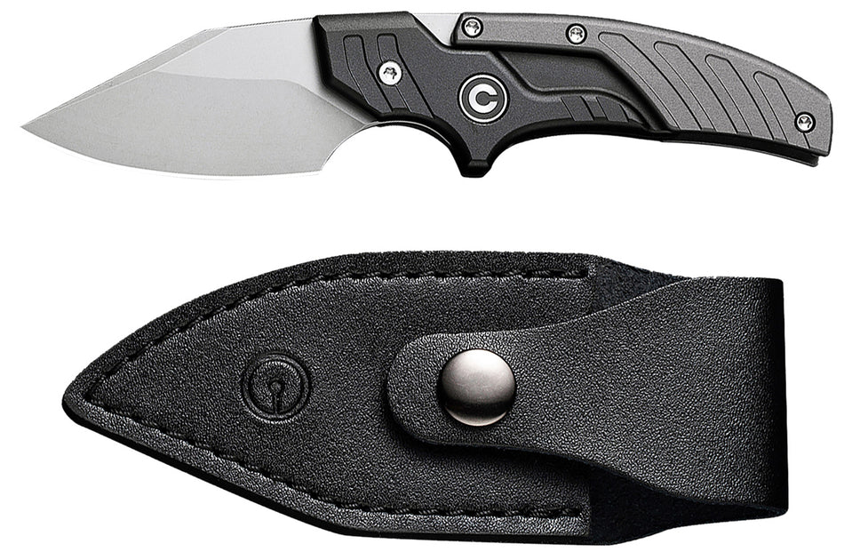 Civivi Typhoeus C21036-3 2.27" Adjustable Fixed Blade Knife, Stonewashed 14C28N Steel, Black/Gray Textured Aluminum Handle