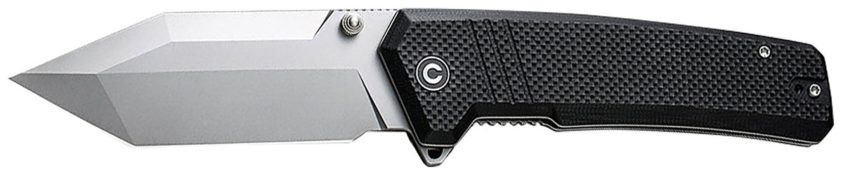 Civivi Bhaltair C23024-1 3.98" Folding Tanto Knife, Stonewashed 14C28N Steel Blade, Black Textured G10 Handle