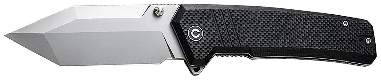 Civivi Bhaltair C23024-1 3.98" Folding Tanto Knife, Stonewashed 14C28N Steel Blade, Black Textured G10 Handle