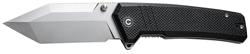 Civivi Bhaltair C23024-1 3.98" Folding Tanto Knife, Stonewashed 14C28N Steel Blade, Black Textured G10 Handle