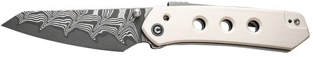 Civivi Vision FG C22036-DS1 3.54" Folding Reverse Tanto Damascus Blade, Ivory G10 Handle