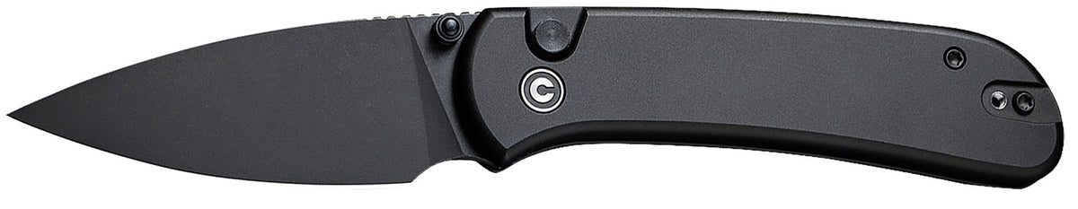 Civivi Qubit C22030E-1 2.98" Folding Drop Point Black Stonewashed 14C28N Blade, Black Aluminum Handle
