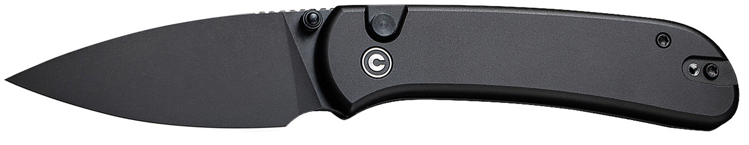 Civivi Qubit C22030E-1 2.98" Folding Drop Point Black Stonewashed 14C28N Blade, Black Aluminum Handle