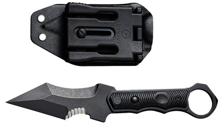 Civivi Orthrus C20037B-1 3.76" Fixed Karambit/Straight Stonewashed Nitro-V Blade, Black G10 Handle with Finger Ring