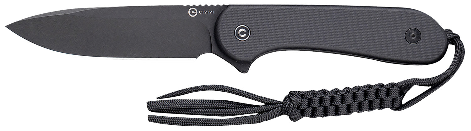 Civivi Elementum C2105A 3.98" Fixed Plain Stonewashed D2 Steel Blade, Black G10 Handle