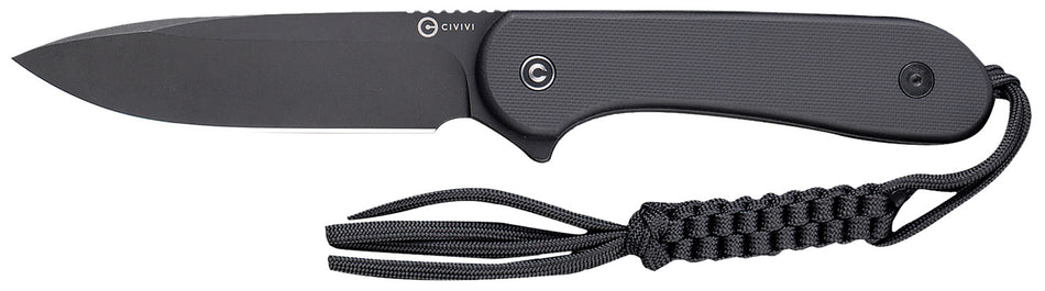 Civivi Elementum C2105A 3.98" Fixed Plain Stonewashed D2 Steel Blade, Black G10 Handle