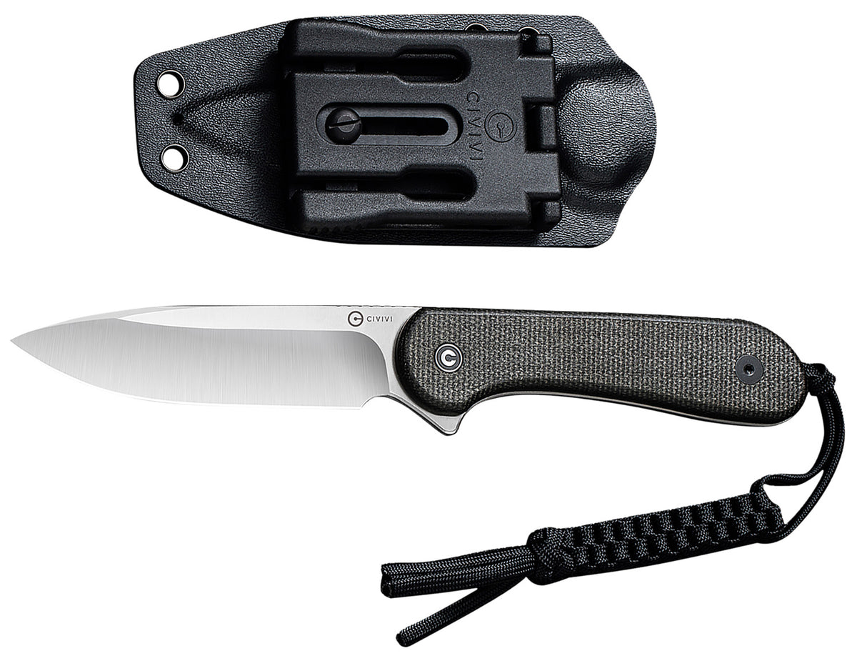 Civivi Elementum C2105B 3.98" Fixed Satin D2 Steel Blade, Dark Green Micarta Handle