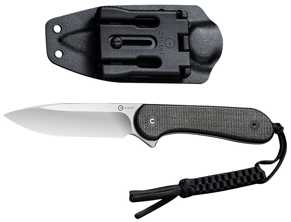 Civivi Elementum C2105B 3.98" Fixed Satin D2 Steel Blade, Dark Green Micarta Handle
