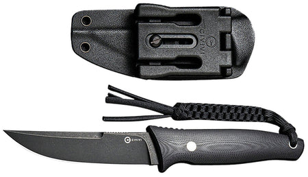 Civivi Tamashii C19046-3 Fixed Blade Knife 4.07" Straight Back Black Stonewashed D2 Steel Blade Black G10 Handle
