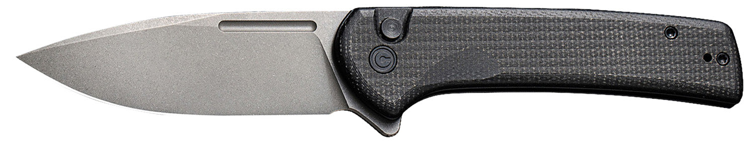 Civivi Conspirator C21006-1 Folding Knife 3.48" Gray Stonewashed Nitro-V Steel Blade Black Textured Micarta Handle