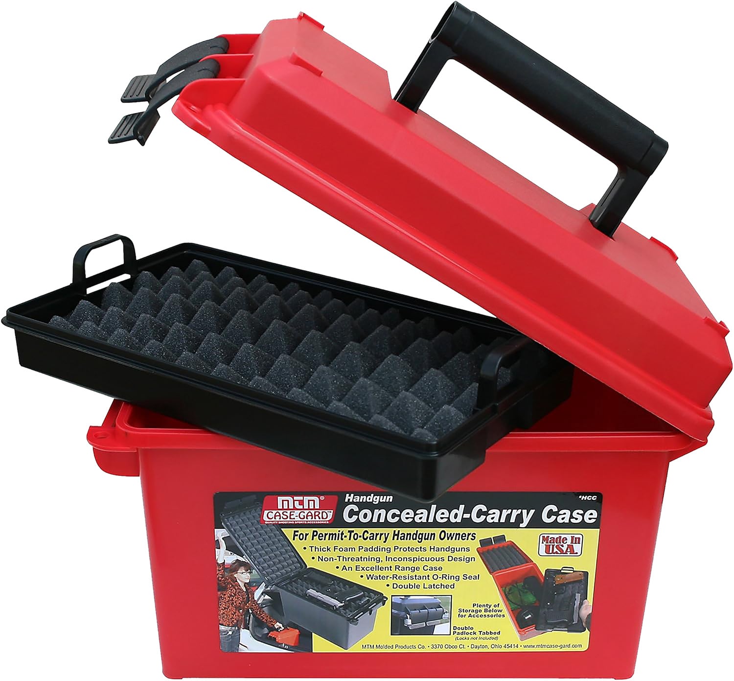 MTM Case-Gard HCC30 Concealed Carry Case Red Holds 2 Medium Frame Handguns