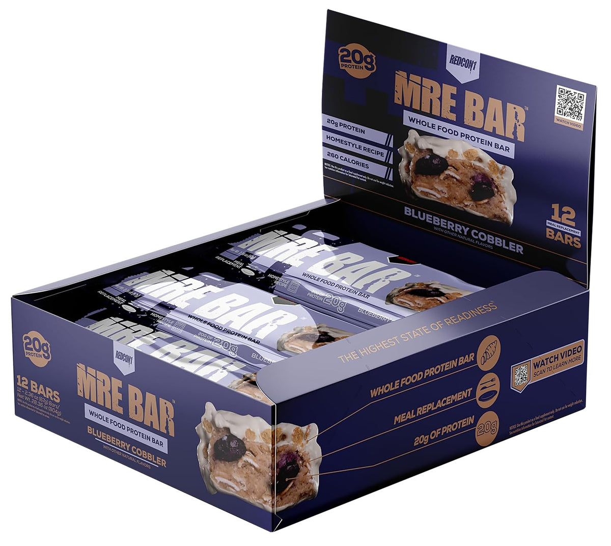 Redcon1 MRE Protein Bar Blueberry Cobbler 12 Pack