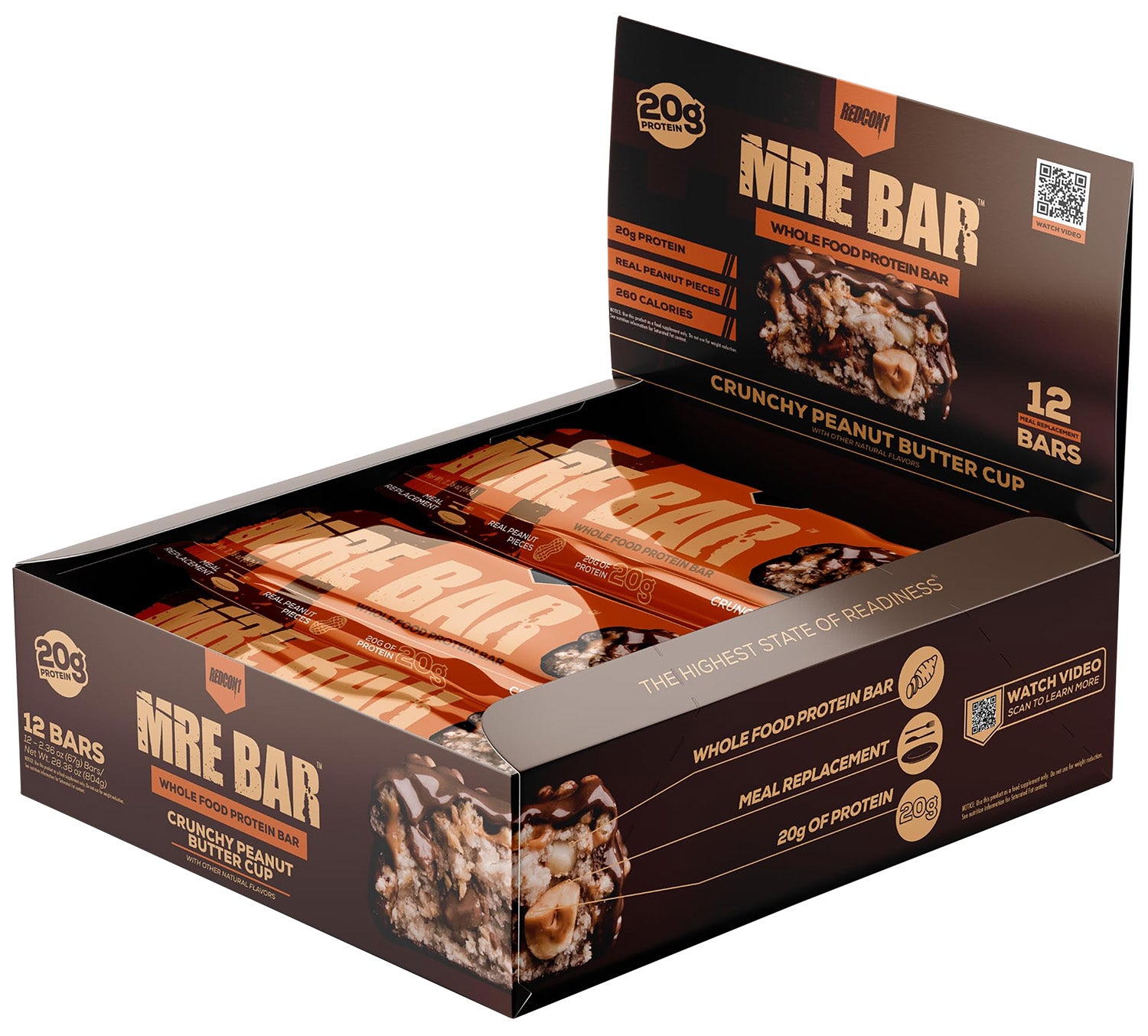 Redcon1 MRE Protein Bar Crunchy Peanut Butter Cup 12 Pack