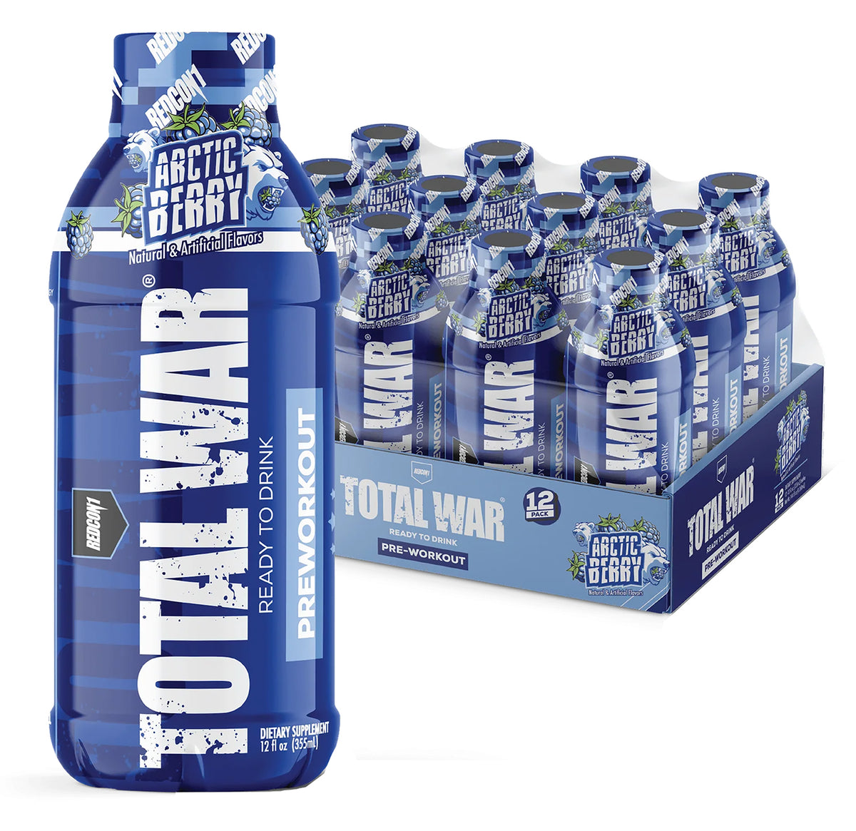 Redcon1 Total War Ready to Drink Pre-Workout Arctic Berry 12 Pack