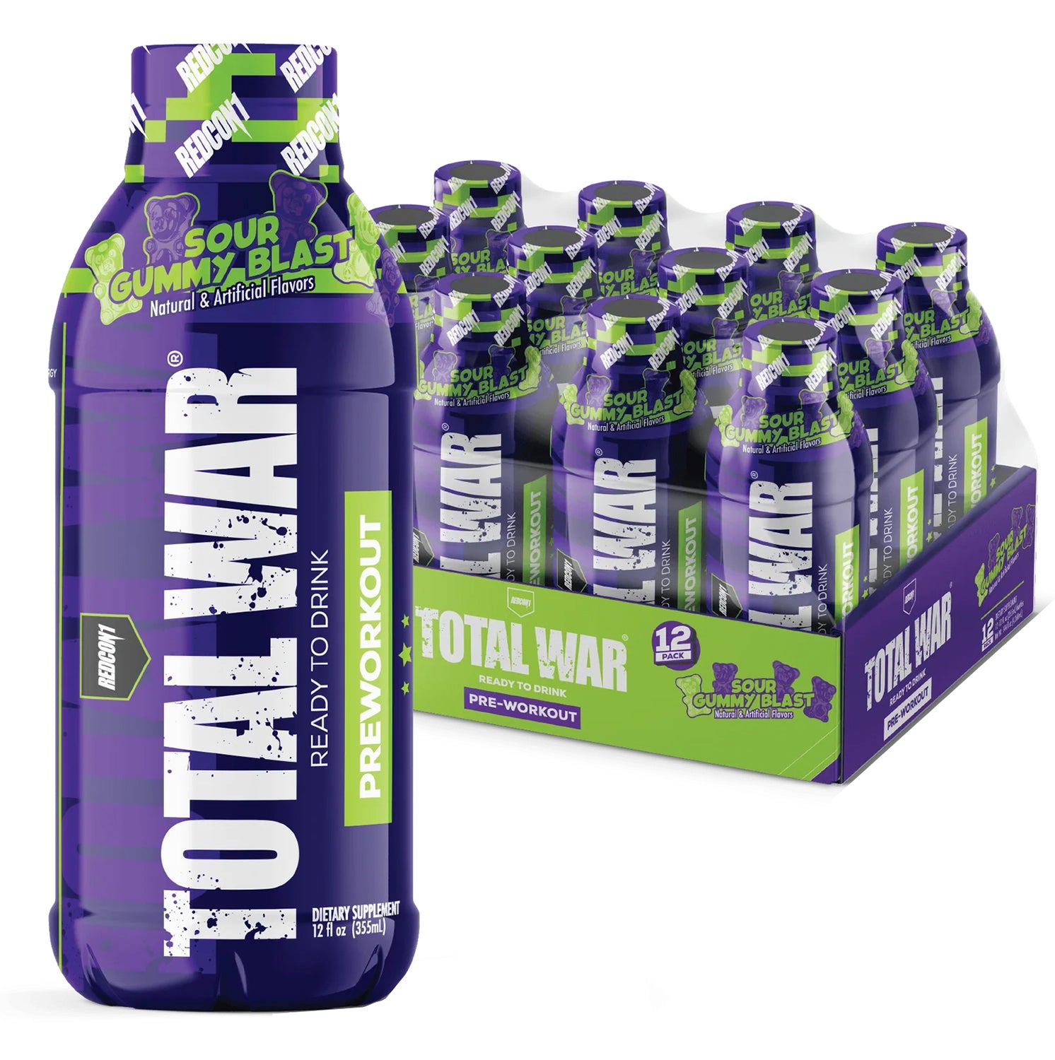 Redcon1 Total War Ready to Drink Pre-Workout Sour Gummy Bear 12 Pack
