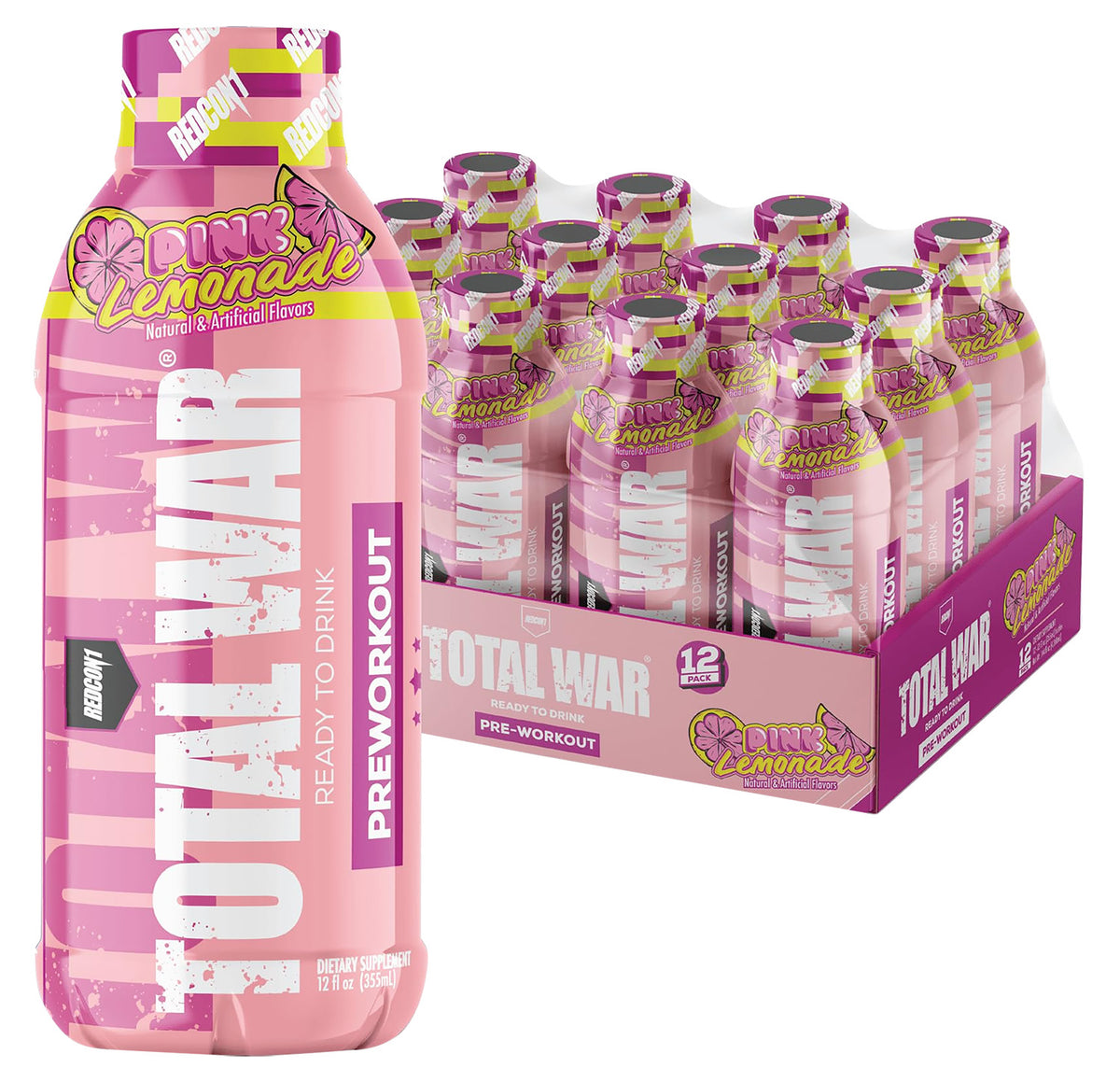 Redcon1 Total War RTD Pre-Workout Pink Lemonade 12 Pack